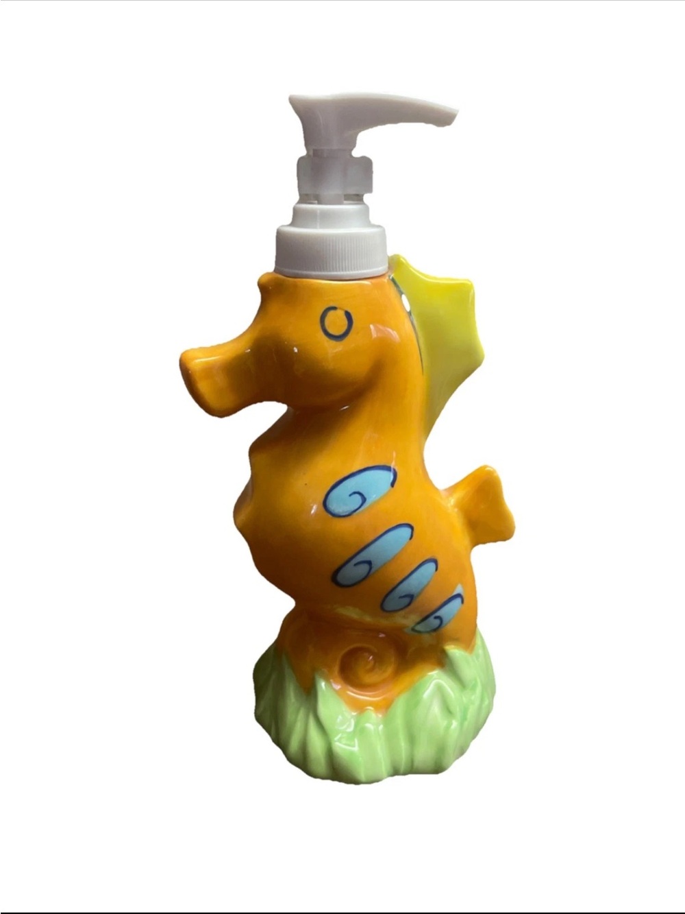 Source Unknown Yellow Seahorse Pump Dispenser with Blue Accents